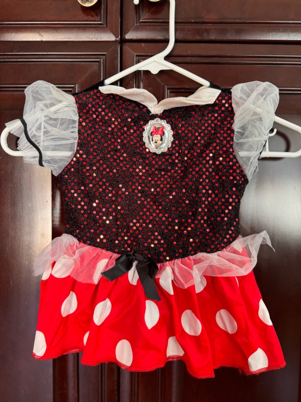 Disney Red, Black and White Minnie Mouse Sequin Polka Dot Dress 12/18 months